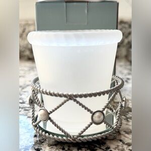 PartyLite Lavash Glass Votive Holder w/Roped Metal/Pearl Accents P7995 NIB